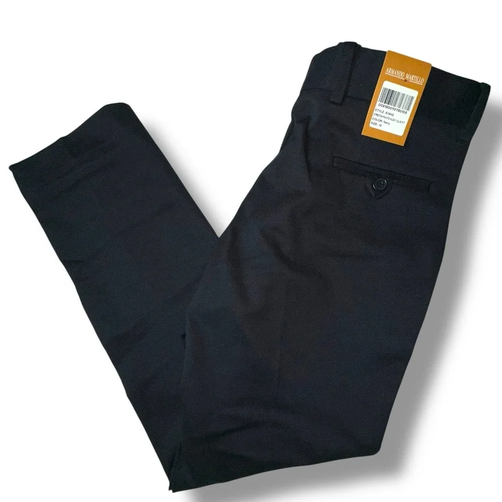 Armando‎ Martillo Boys 10 Husky Slim Fit Navy Dress Pant Trousers Party Wedding